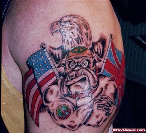 Bull Dog Tattoo On Bicep