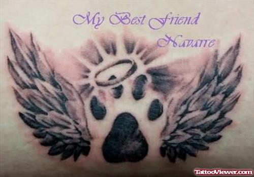Animal Black Ink Dog Paw Tattoos