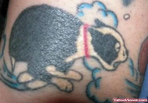 Barking Dog Tattoo On Leg
