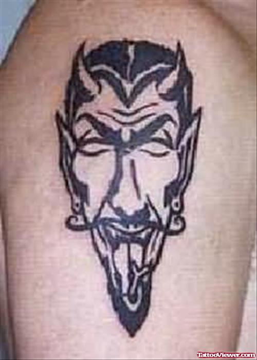 Devil Dog Tattoo Design On Shoulder