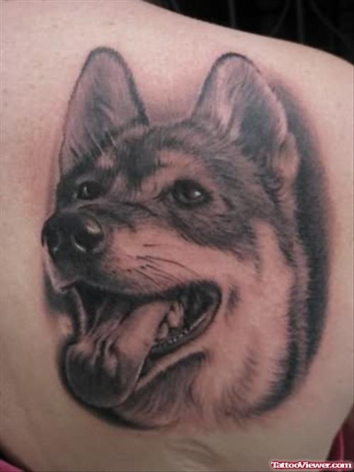 Open Mouth Dog Tattoo