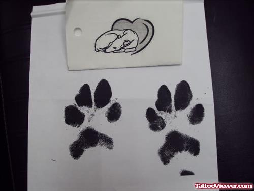 Dog Paw Prints Tattoo Drawing