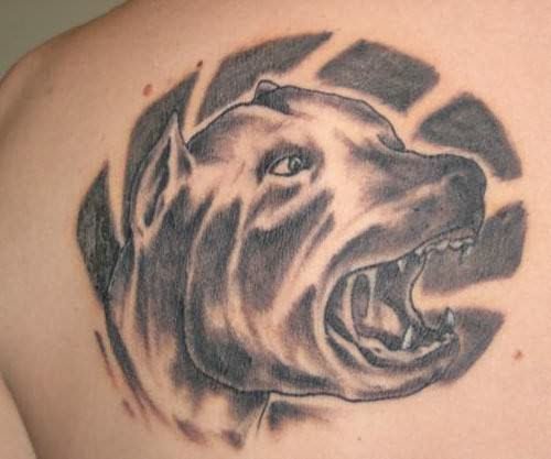 Barking Dog Tattoos On Back