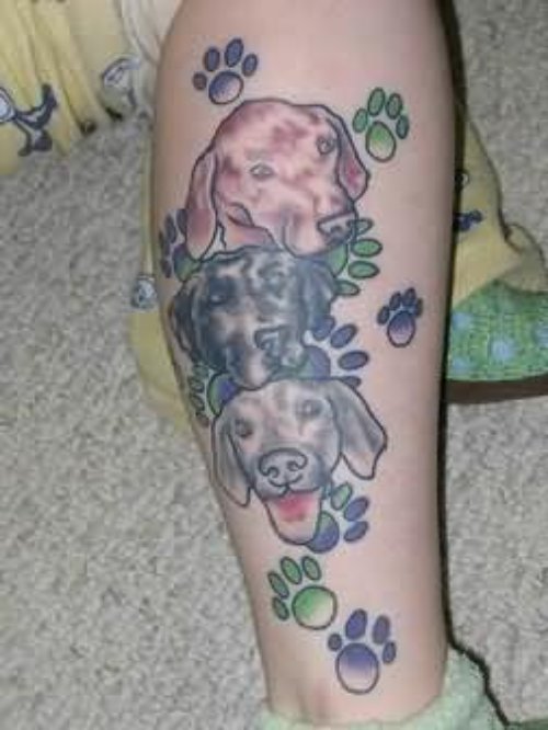 Dogs Tattoos Designs On Leg