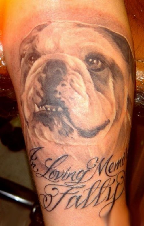 In Loving Memory Dog Tattoo On Sleeve