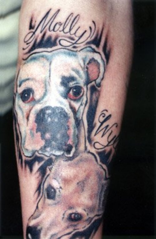 Cartoon Dog Tattoos On Sleeve