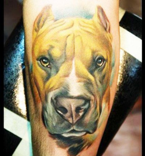 Color Dog Portrait Tattoo
