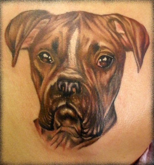 Boxer Dog Head Tattoo