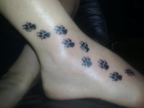 Dog Paw Prints Tattoos On Leg