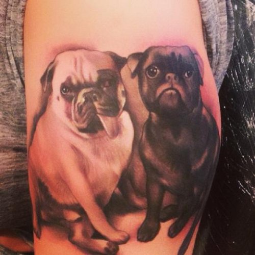 Couple Dog Tattoo On Sleeve