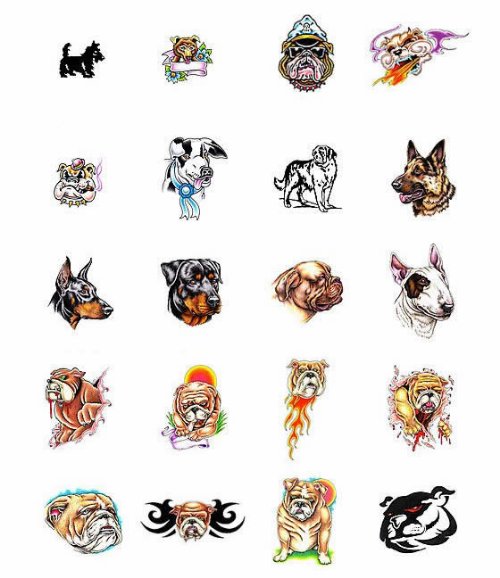 Colored Dog Tattoos Designs
