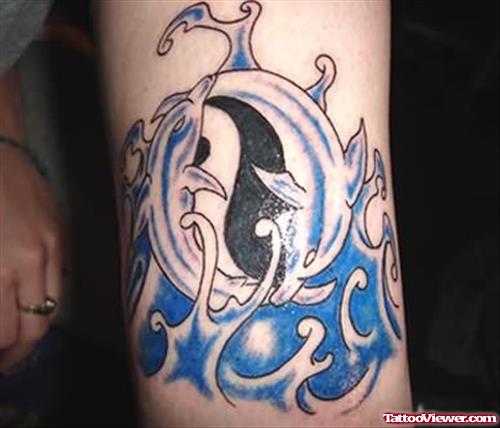 Tribal Dolphin World Tattoo Design