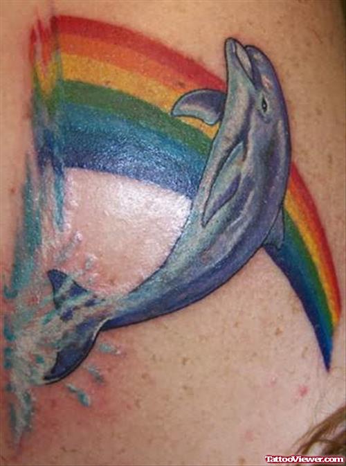 Rainbow And Dolphin Tattoo