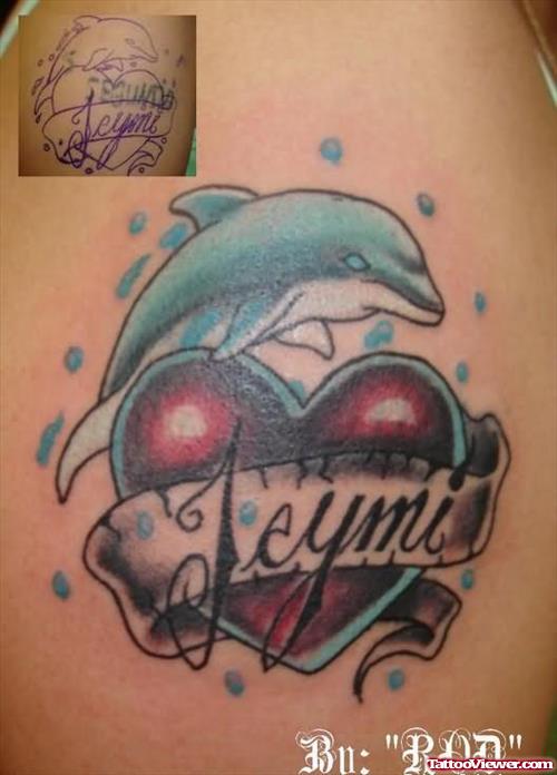 Heart And Dolphin Tattoo