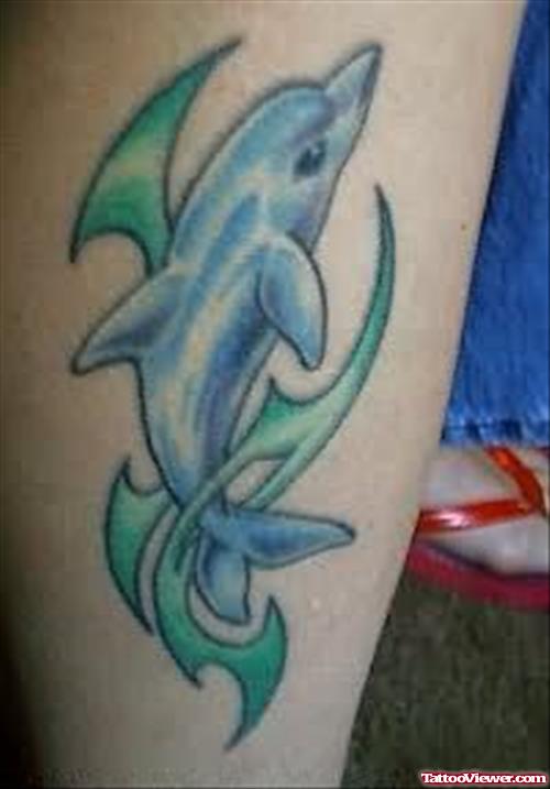 New Style Blue Dolphin Tattoo