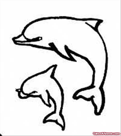 Dolphins Pair Tattoo Sample