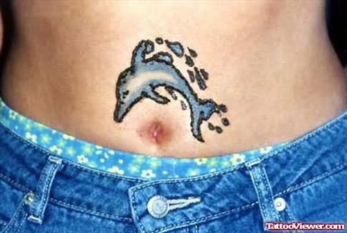Dolphin Stomach Tattoo For women