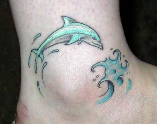 Nice Women Ankle Dolphin Tattoo
