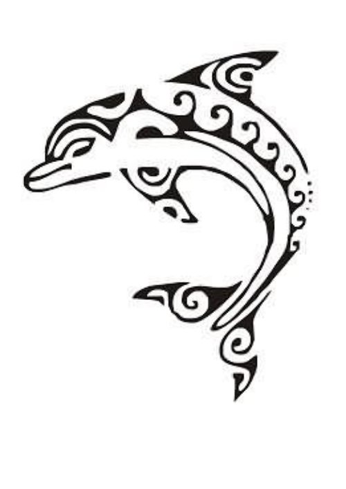 Maori Black Tribal Dolphin Tattoo Design