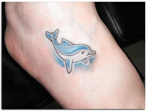 Dolphin Tattoo On Right Foot