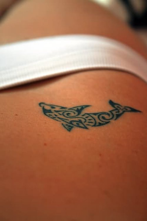 Tribal Maori Dolphin Tattoo On Shoulder