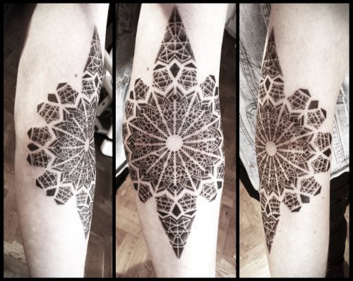 Dotwork Mandala Flower Tattoo