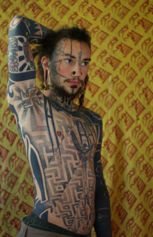 Dot Work Tattoo On Man Full Body