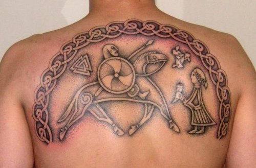 Dotwork Tattoo On Man Back Body