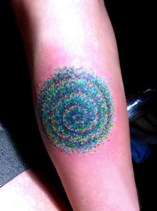Watercolor Dotwork Tattoo On Arm