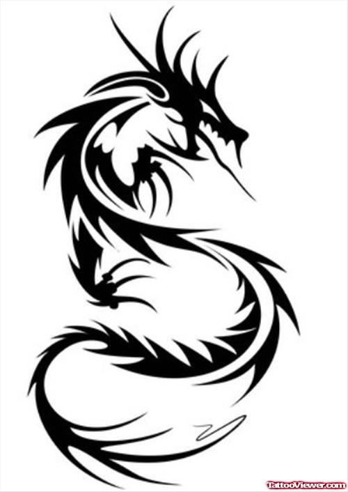 Tribal Black Dragon Tattoo Design