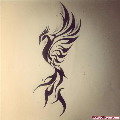 Black Tribal Dragon Bird Tattoo Design