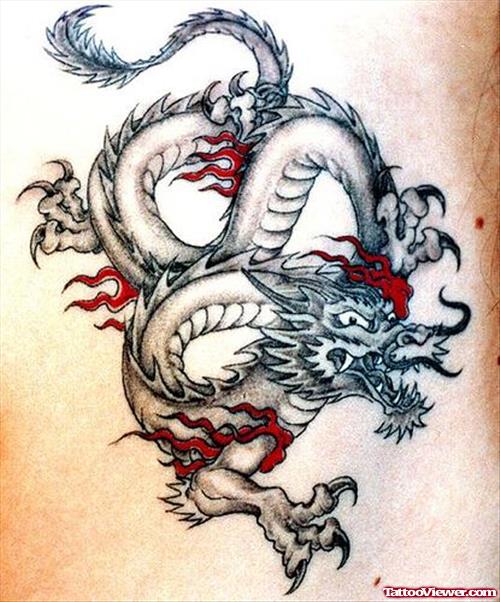 Best Grey Ink Dragon Tattoo