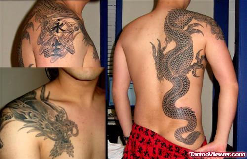 Dragon Tattoo On Chest And Full Back