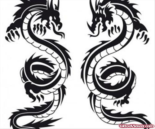 Black Ink Dragon Tattoos Designs
