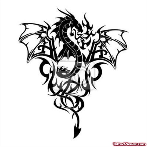 Awesome Black Dragon Tattoo Design