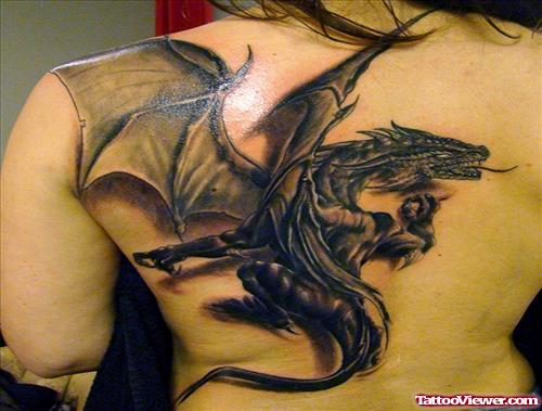 3D Dragon Tattoo On Back