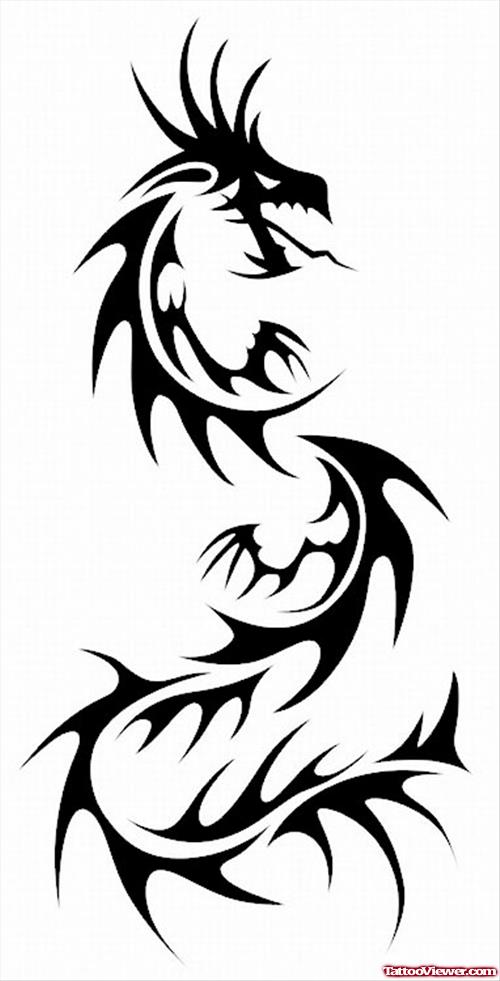 Cool Tribal Black Dragon Tattoo Design