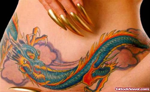 Blye Ink Dragon Tattoo On Lowerback