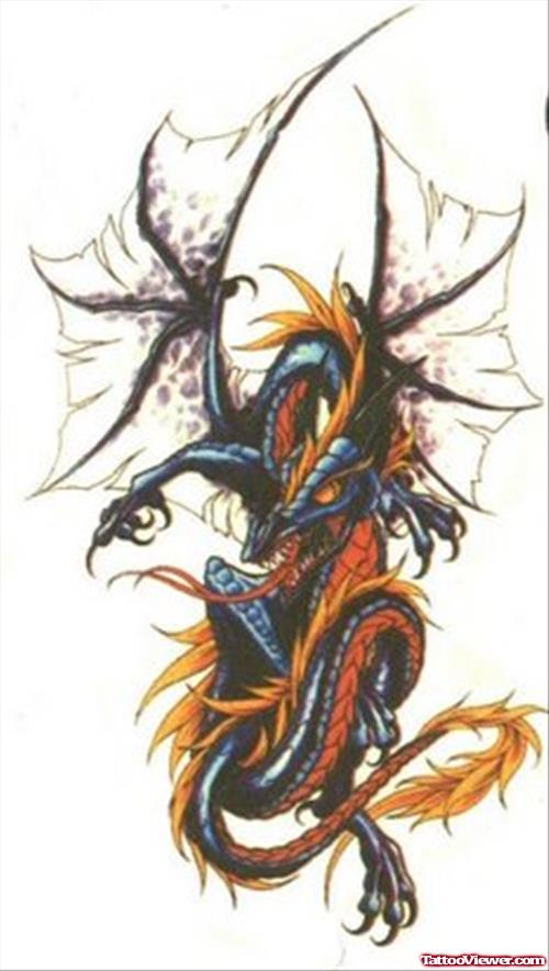 Awesome Color Dragon Tattoo Design