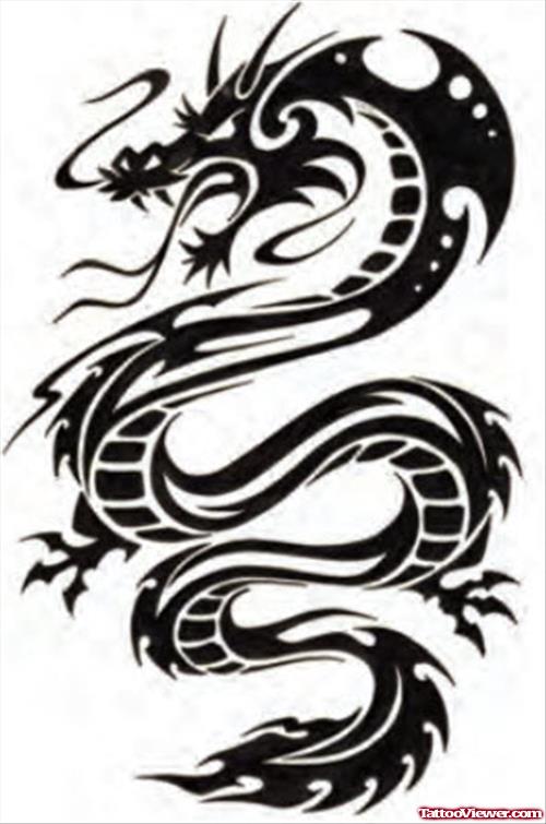 Cool Black Tribal Dragon Tattoo Design