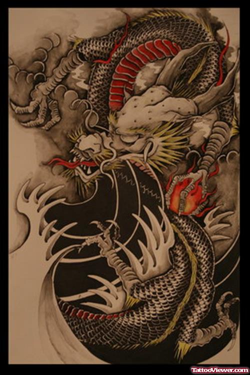 Colored Chinese Dragon Tattoo