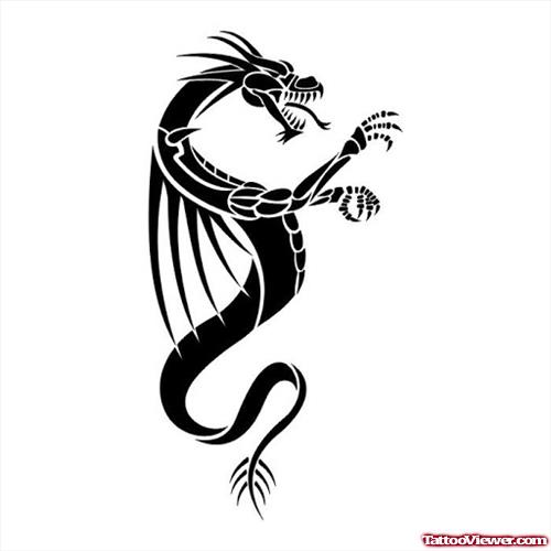 Amazing Angry Black Dragon Tattoo Design