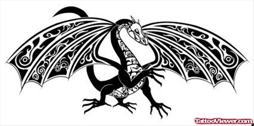 Open Wings Dragon Tattoo Design