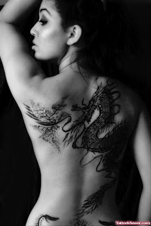 Dragon Back Body Tattoo For Girls