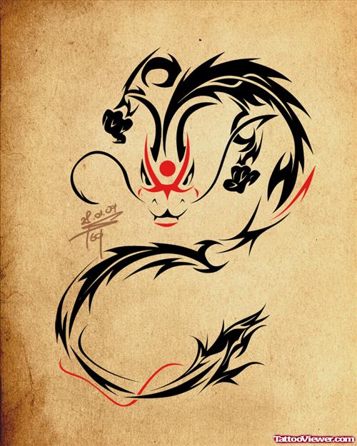 Beautiful Tribal Dragon Tattoo Design