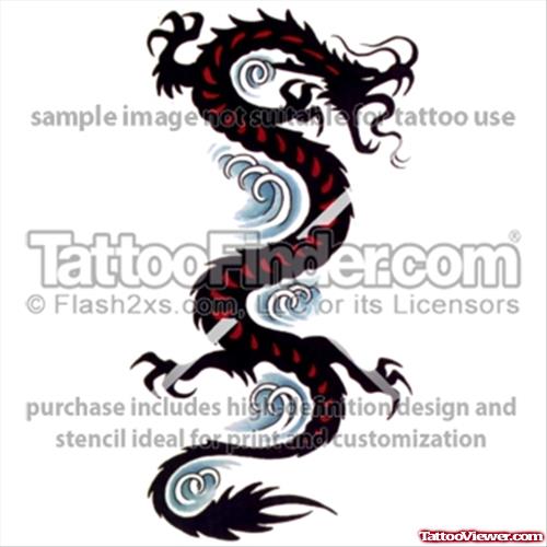 Trendy Black Ink Dragon Tattoo Design