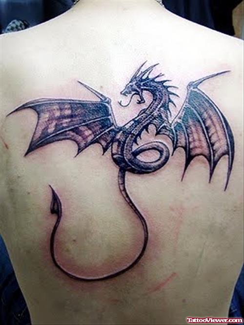 Flying Dragon Tattoo On Upperback