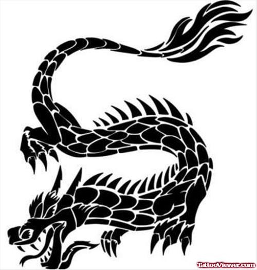 Attractive Black Dragon Tattoo Design