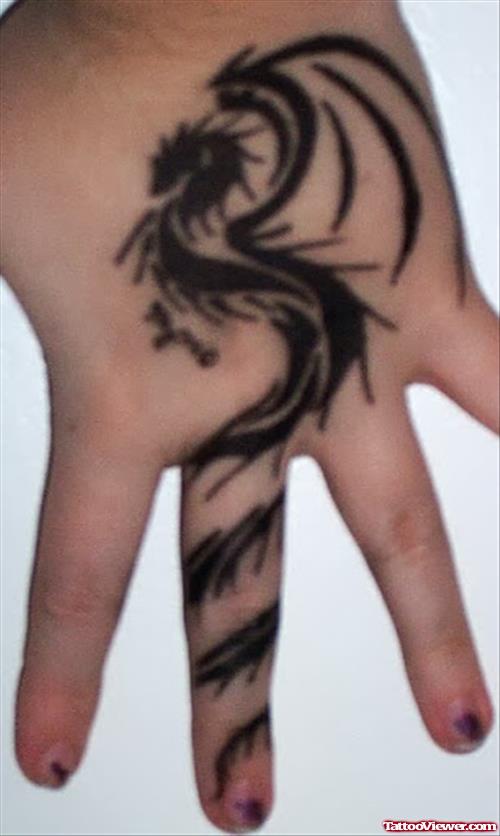 Black Dragon Tattoo On Hand