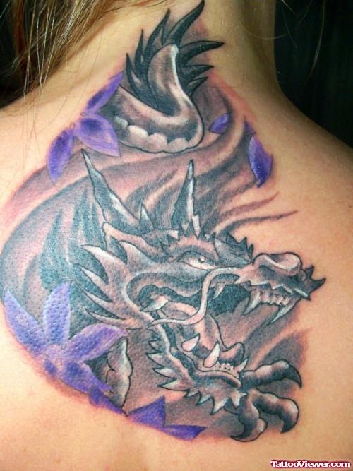 amazing Dragon Tattoo On Upperback